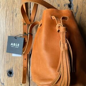 Able Leather Crossbody Bucket Bag NWT